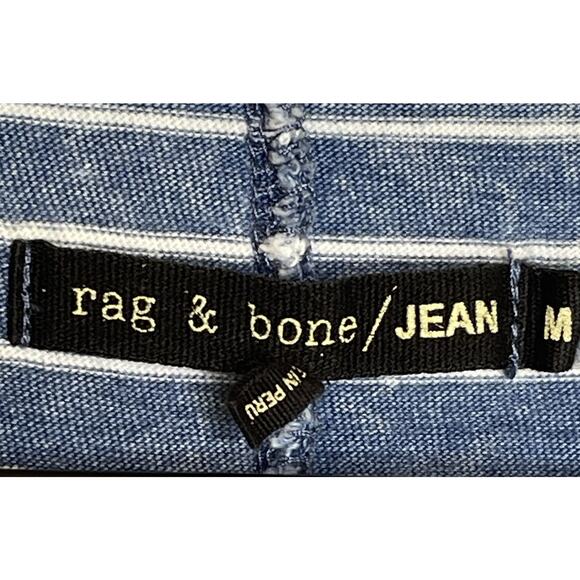 Rag & Bone Cotton Racerback Tank Top Tunic Blue White Stripe Nautical Acidwash M - Picture 4 of 8